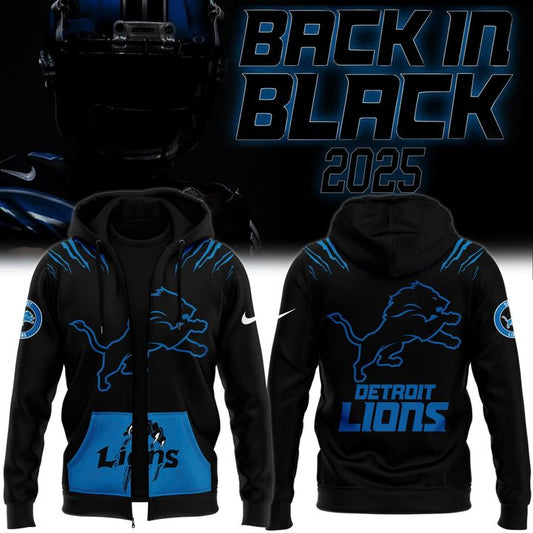 Men's Nike Back In Black Detroit Lions 2025 Zip Hoodie(V8)