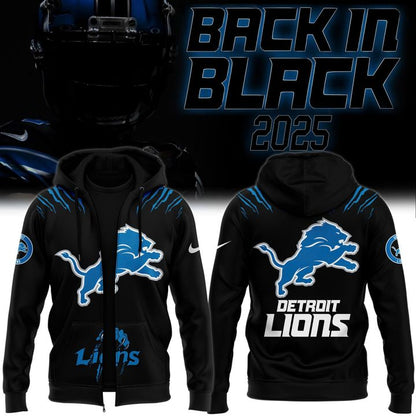 Men's Nike Back In Black Detroit Lions 2025 Zip Hoodie(V4)