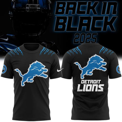 Men's Nike Back In Black Detroit Lions 2025 T-Shirt(V3)