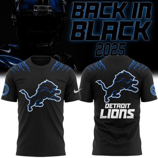 Men's Nike Back In Black Detroit Lions 2025 T-Shirt(V7)