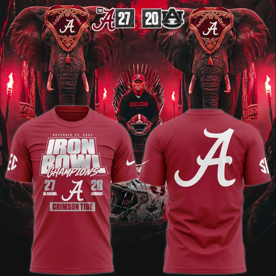 Men's Red Alabama Crimson Tide 2025 Iron Bowl Champions T-shirt