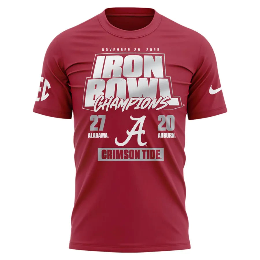 Men's Red Alabama Crimson Tide 2025 Iron Bowl Champions T-shirt