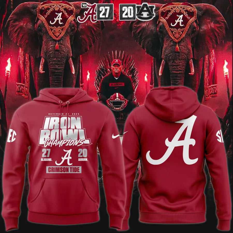 Men's Red Alabama Crimson Tide 2025 Iron Bowl Champions Hoodie