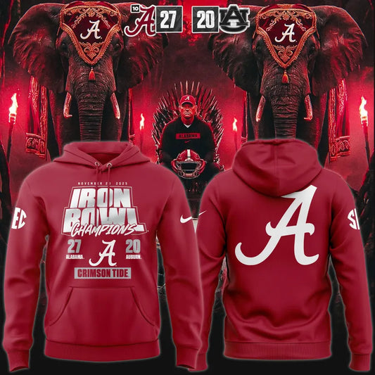 Men's Red Alabama Crimson Tide 2025 Iron Bowl Champions Hoodie