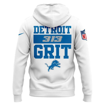 Men's White "Detroit Lions 313 Grit" Special Hoodie
