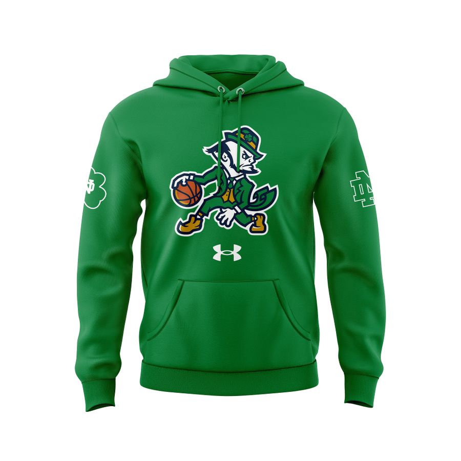 Notre Dame Fighting Irish Under Armour Basketball Leprechaun Rival Fleece Hoodie (Green)