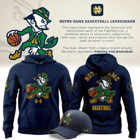 Notre Dame Fighting Irish Under Armour Basketball Leprechaun Rival Fleece Hoodie (Navy)
