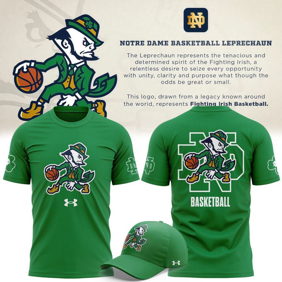 Notre Dame Fighting Irish Under Armour Basketball Leprechaun T-shirt (Green)