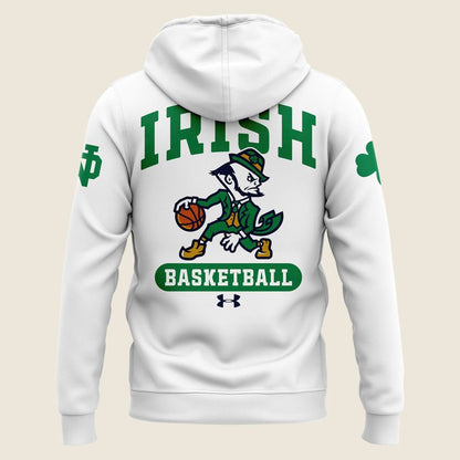 Notre Dame Fighting Irish Under Armour Basketball Leprechaun Rival Fleece Tee (White)