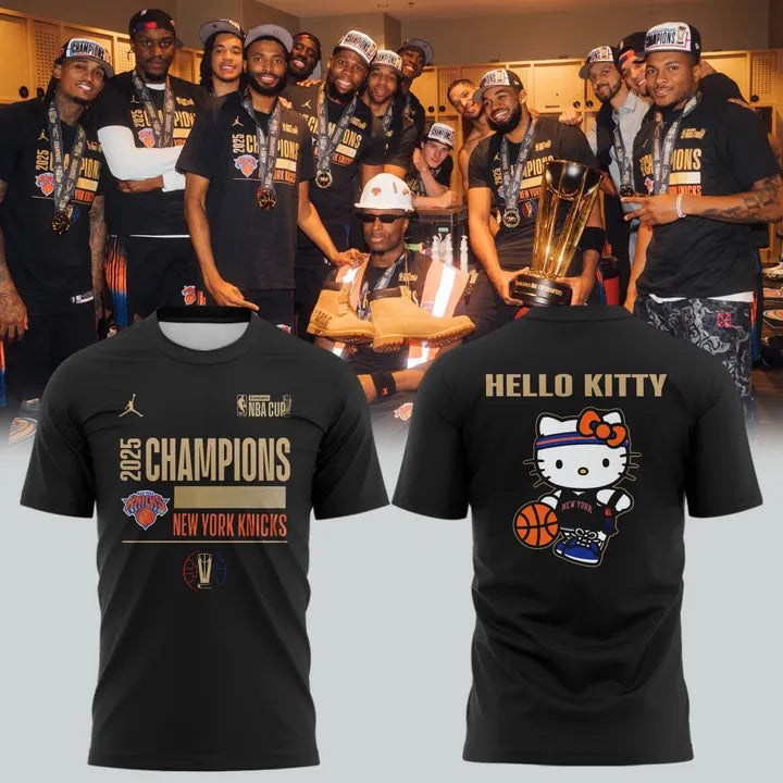2025 New York Knicks  x Hello Kitty NBA Cup Champions T-Shirt