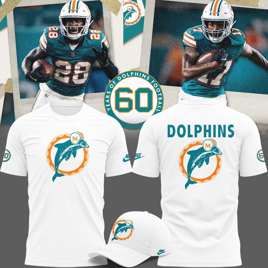 Limited Edition Miami Dolphins Throwback White Tshirt