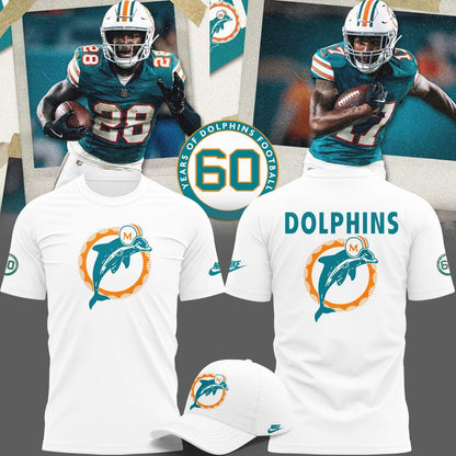 Limited Edition Miami Dolphins Throwback White Tshirt