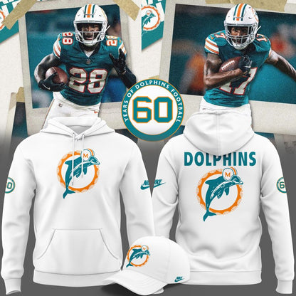 Limited Edition Miami Dolphins Throwback White Hoodie