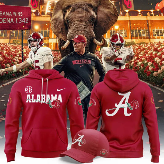 Men's Red Alabama Crimson Tide 2026 Rose Bowl Game Hoodie - Red