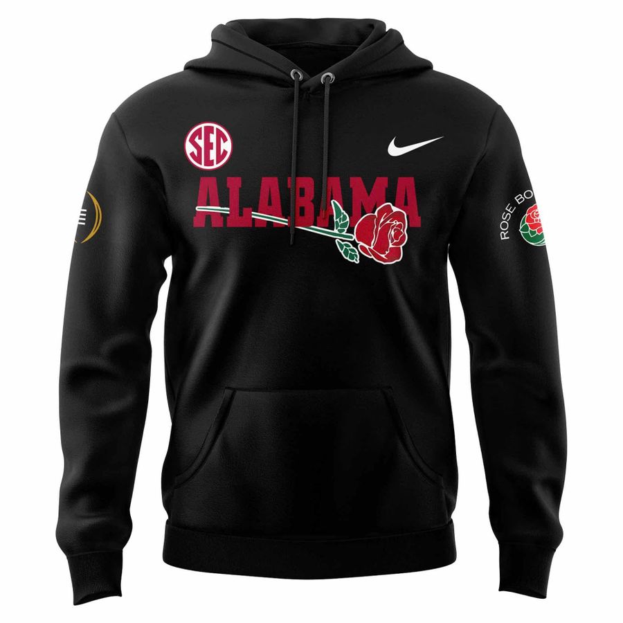 Men's Red Alabama Crimson Tide 2026 Rose Bowl Game Hoodie - Black