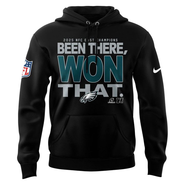Black Philadelphia Eagles 2025 NFC East Division Champions Locker Room Trophy Collection Hoodie