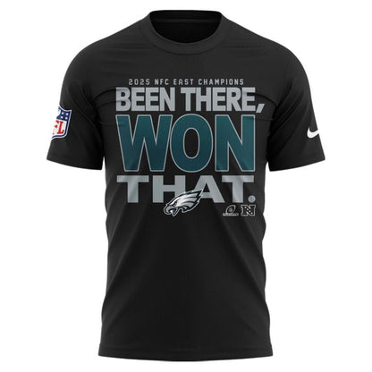 Black Philadelphia Eagles 2025 NFC East Division Champions Locker Room Trophy Collection T-shirt