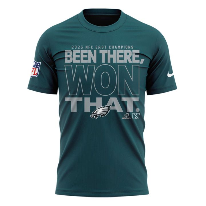 Midnight Green Philadelphia Eagles 2025 NFC East Division Champions Locker Room Trophy Collection T-shirt