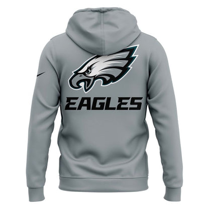 Men's Philadelphia Eagles 2025 NFC East Division Champions Locker Room Trophy Collection Hoodie(Gray)