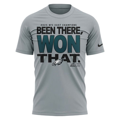 Men's Philadelphia Eagles 2025 NFC East Division Champions Locker Room Trophy Collection T-Shirt(Gray)