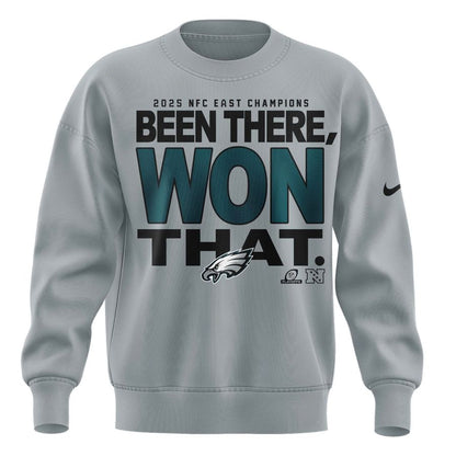 Men's Philadelphia Eagles 2025 NFC East Division Champions Locker Room Trophy Collection Sweatshirt(Gray)