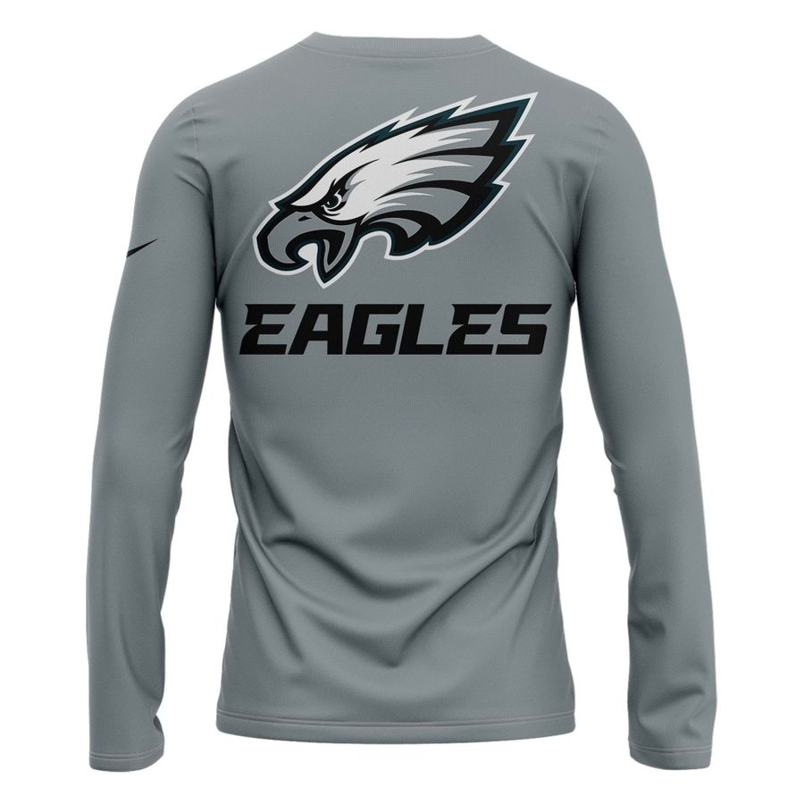 Men's Philadelphia Eagles 2025 NFC East Division Champions Locker Room Trophy Collection Long Tee(Gray)
