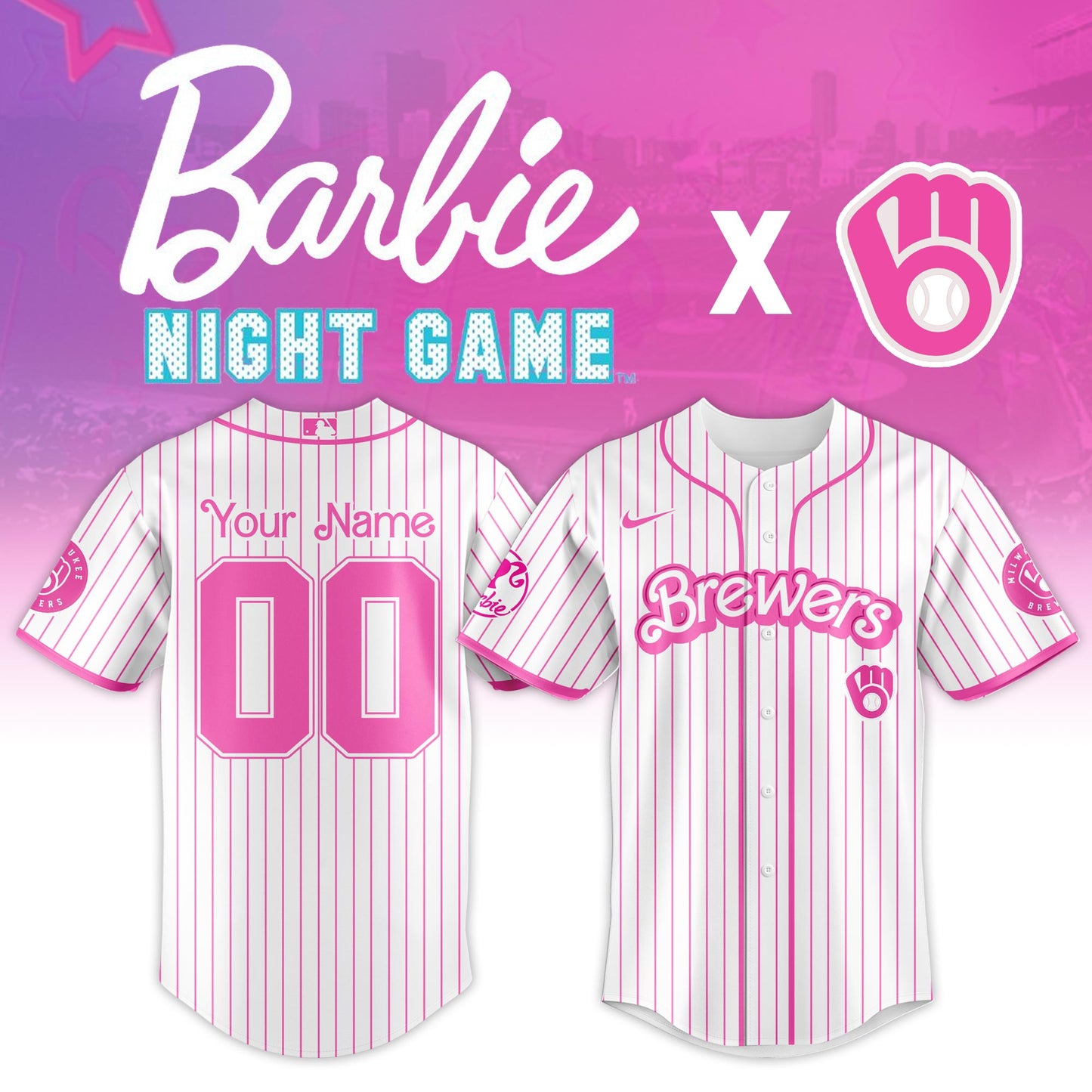 Milwaukee Brewers MLB x Barbie Night Game Limited Edition Jersey 2025