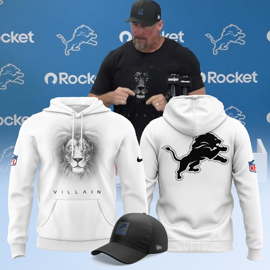 Dan Campbell Detroit Lions Villlain 2025 Limited Hoodie(White)