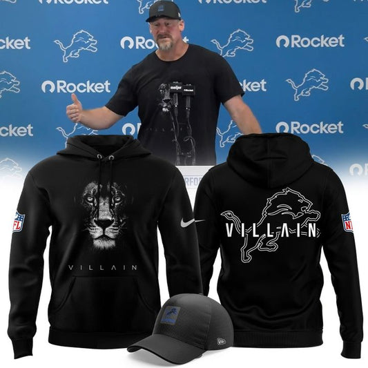 Dan Campbell Detroit Lions Villlain 2025 Limited Hoodie Black V4