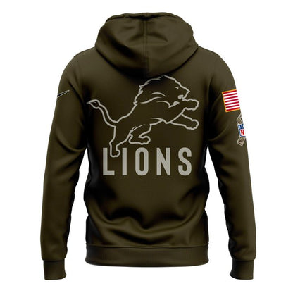 Men's Detroit Lions Nike Olive 2025 Salute to Service Sideline Hoodie