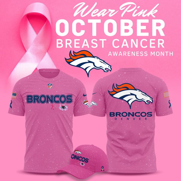 Limited Edition Denver Broncos Breast Cancer Awareness Pink Tshirt 2025