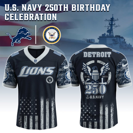 Detroit Lions x U.S. NAVY 250TH Birthday Special Edition Jersey - Tycheco
