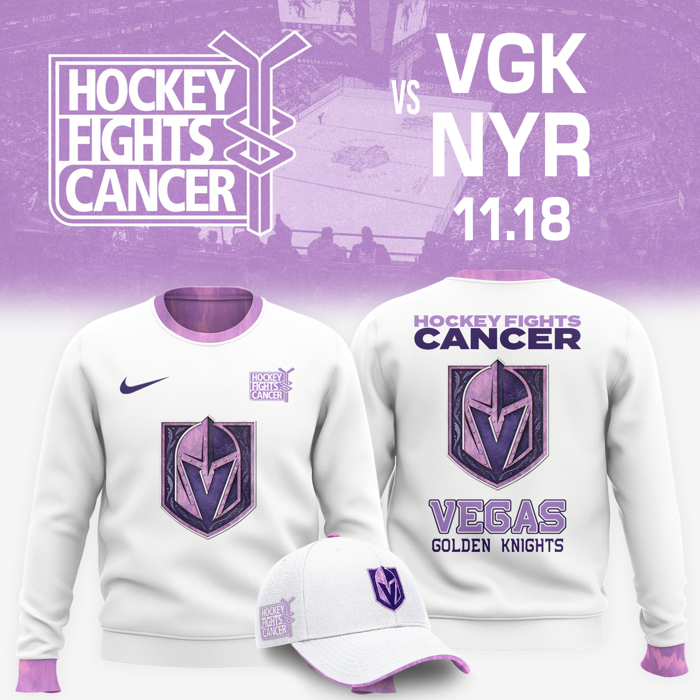 Vegas Golden Knights 2025 Hockey Fights Cancer - VGK x NYR(11.18)