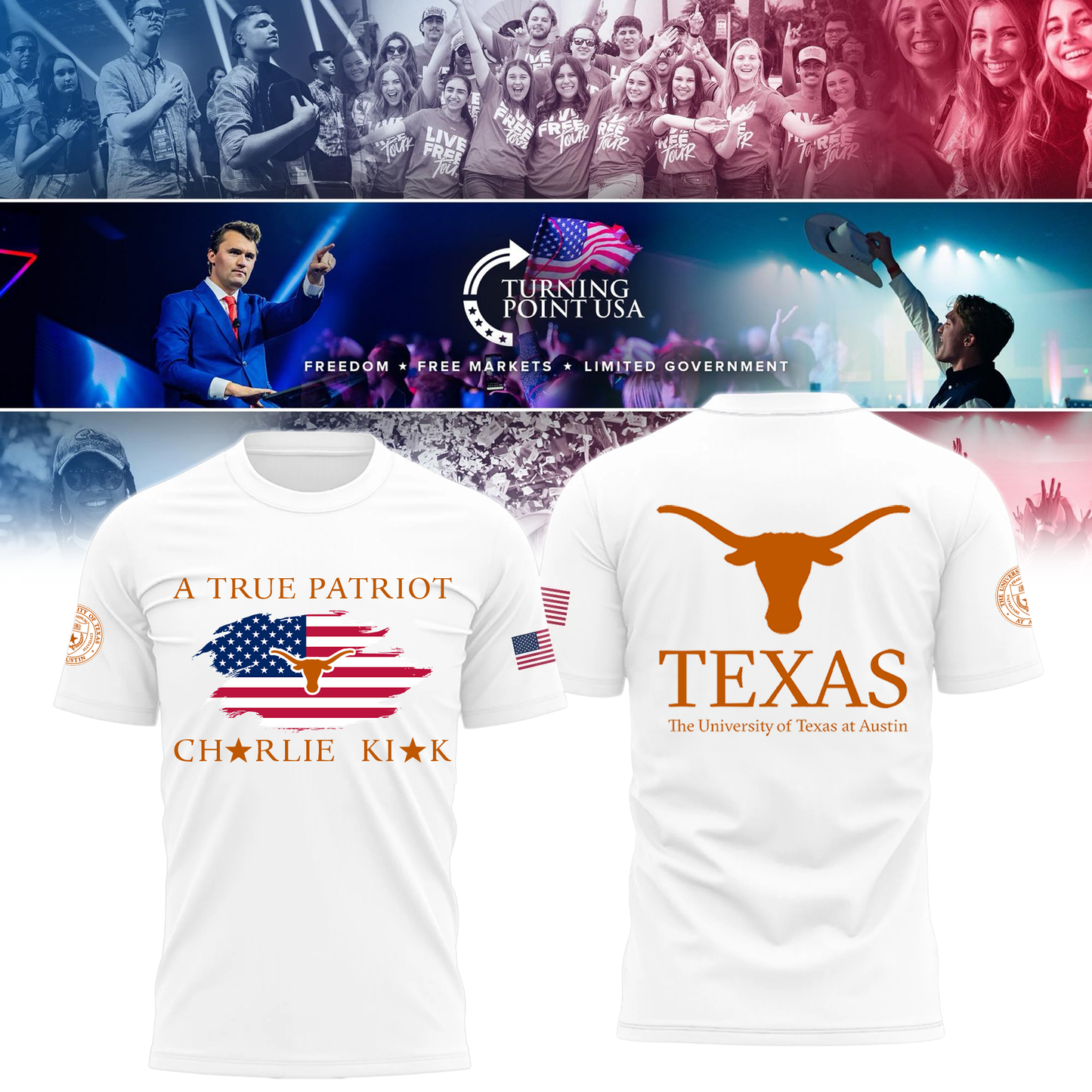 2025 Texas Longhorns University x Turning Point USA T-Shirt