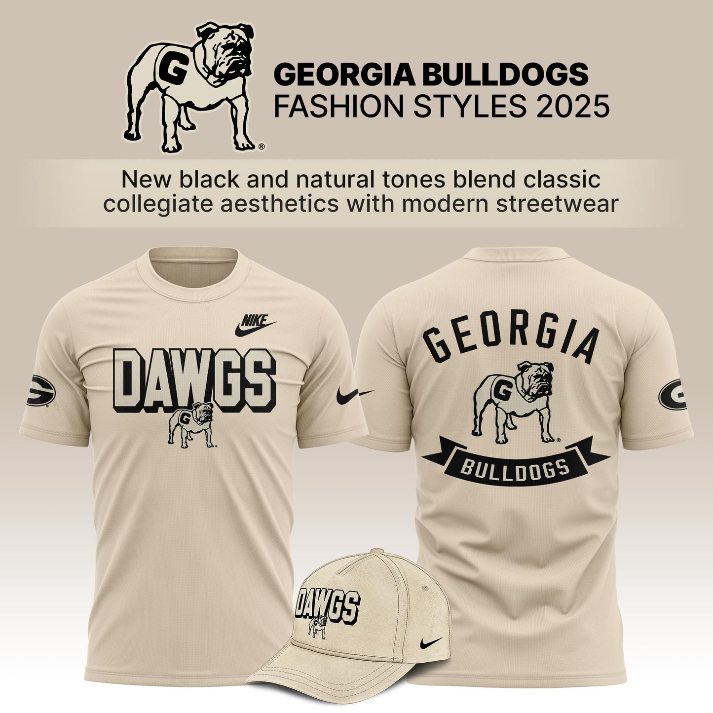 Georgia Bulldogs Bold Fashion 2025 Limited Edition TShirt - Natural