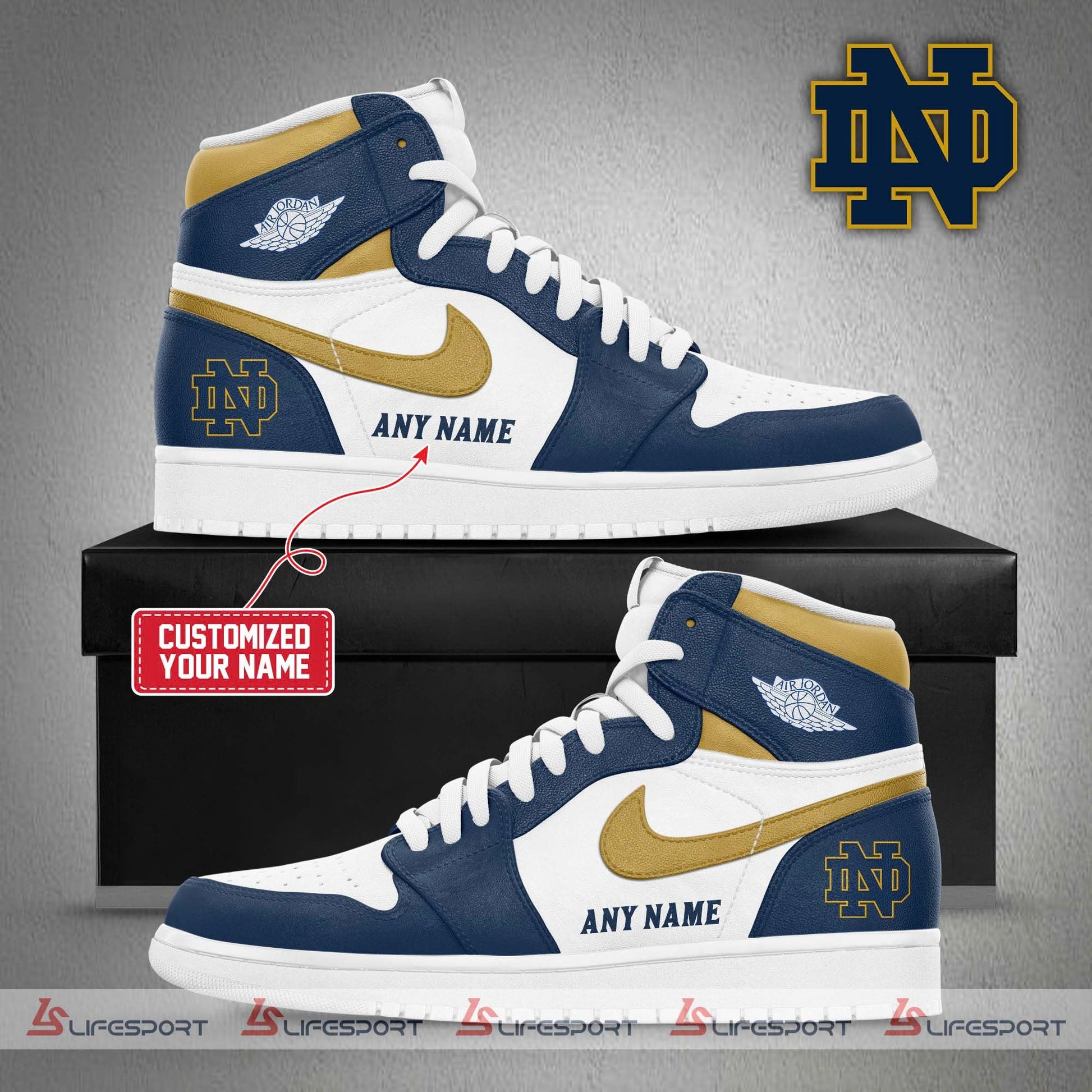 Notre Dame Fighting Irish 2025 Air JD1 Custom Shoes