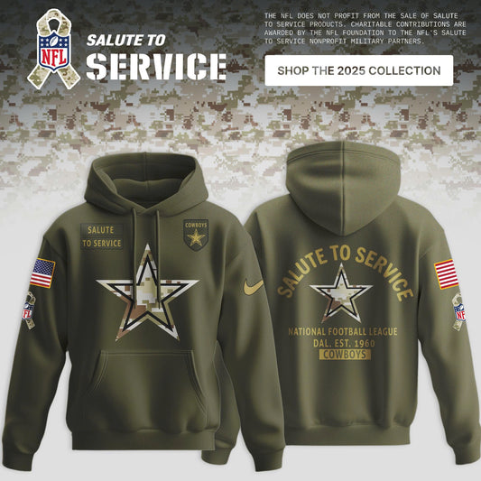 Dallas Cowboys Olive 2025 Salute to Service Limited Hoodie