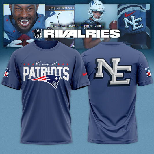 New England Patriots 2025 Rivalries Nor’Easter Storm Blue T-shirt
